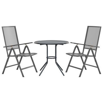 Set De Pack 3 Uds Sillas Jardín | Silla De Exterior | Sillón Reclinables Acero Antracita