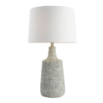 Lámpara De Sobremesa Grande En Look Piedra Caro - Blanco