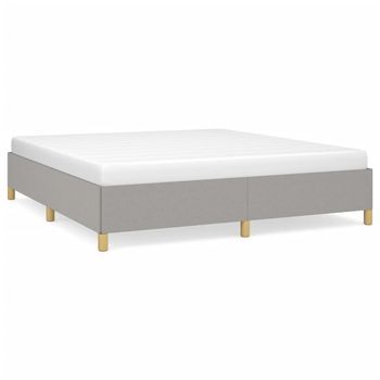 Cama Tapizada 203x180x35 Cm Tejido (100 % Poliéster), Contrachapado Y Madera Tratada - Gris