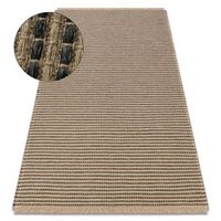alfombra jute 3652 negro  beige lineas - yute tejido plano flecos 120x170 cm