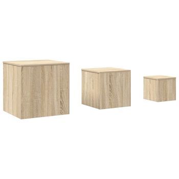 3 Uds Mesas Auxiliares，mesa De Centro，mesita De Centro Madera Contrachapada Color Roble Sonoma