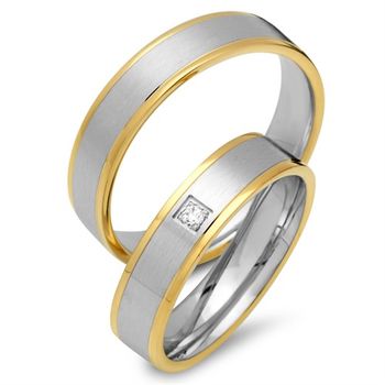 Alianzas 8 quilates oro amarillo-blanco con diamante