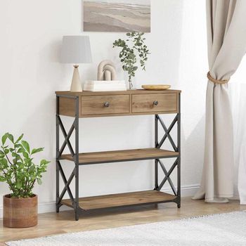 Vidaxl Mesa De Consola Roble Artisan 75 X 28 X 75 Cm