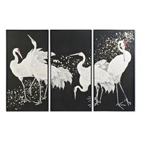 cuadro set 3 ps lienzo 210x4x140 garzas enmarcado