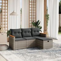 conjunto de sofas de jardin 4 uds  mueble jardin mesa y sillas y cojines ratan sintetico gris cfw251705