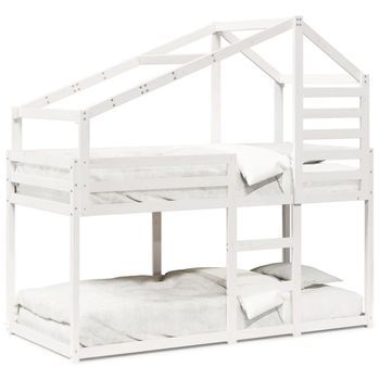 Cama Con Techo Madera Maciza De Pino Blanco 80x200 Cm Vidaxl