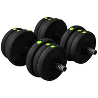 sportnow kit de mancuernas 20kg 2 en 1 con barra de pesas mango antideslizante para entrenamiento de fuerza negro verde