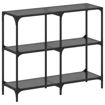 Mesa Consola，mesa De Entrada，mesa Auxiliar Con Superficie De Vidrio Negro Acero 98x30x81 Cm