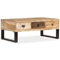 mesa de centrormesa auxiliarrmesita de centro con 3 cajones madera maciza de mango 90x50x35 cm cfw718003