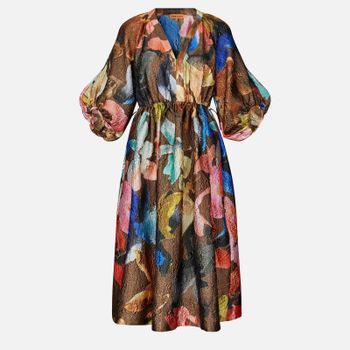Stine Goya Floral-Print Cloqué Midi Dress - S