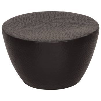 Mesa De Centro Aluminio Martillado Latón Negro Ø 50x30 Cm Vidaxl