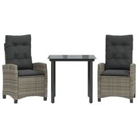 set comedor de jardin 3 piezas  mueble de jardin con cojines ratan sintetico gris