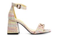 sandalias con estampado de rafia refuerzo cerrado y accesorio yellow