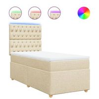 cama tapizada 200x90x1505 cm tejido - crema