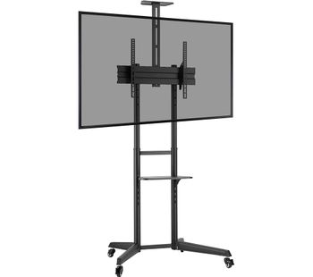 PROPER Portable Trolley TV Stand with Bracket - Black, Black