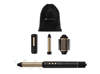 Moldeador - Bellissima Prodigy 4 en 1, Tecnología Ion Ceramic Hi-Pro, 3 Temperaturas, Aire Frío, Coanda, Negro/Mate Dorado