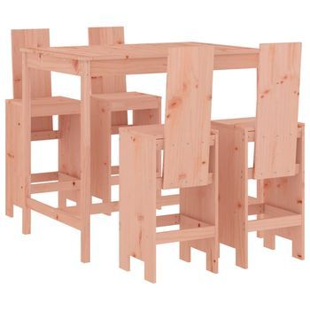 Mesa Alta Y Taburetes De Jardín 5 Piezas Madera Maciza Douglas