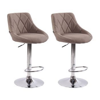Set De 2 Taburetes Lazio Tapizados En Tela Gris Topo 49x46x83 Cm Clp