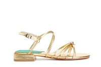 sandalias con doble cruce efecto laminado con accesorio gold 36