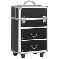 homcom maleta de maquillaje profesional estuche para cosmetica con 6 cajones extensibles y cierre llave 36x23x58cm negro   aosom espana