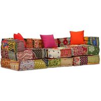 puf modular de 3 plazas de tela patchwork 200 x 70 x 58 cm vidaxl