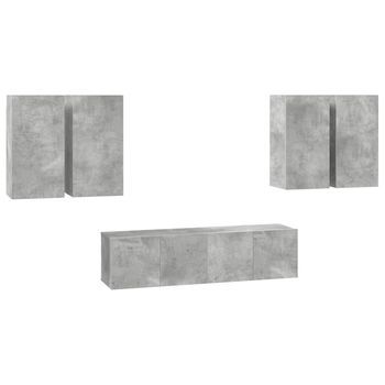 Set Muebles De Salón Tv | Muebles De Salón 6 Pzas Madera Ingeniería Gris Hormigón Cfw84708