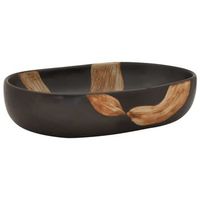 lavabo sobre encimera ovalado ceramica negro 59x40x14 cm vidaxl