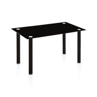 mesa de comedor fija con sobre de cristal 140x80 cm ake cristal negro - cromo 140 x 75 x 80 cm