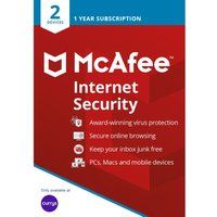 mcafee internet security 2019 - 1 year for 2 devices