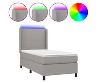 cama box spring colchon y luces led tela gris claro 90x200 cm diseno plano