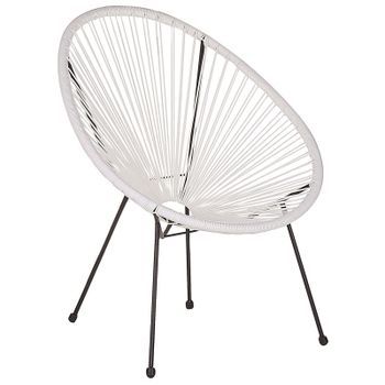 Silla De Balcón De Ratán Sintético Blanco Resistente A La Intemperie Sala De Estar Jardín Bistró Moderno Acapulco Ii