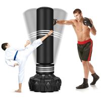 costway bolsa de boxeo independiente pesada resistente a desgarros con rebote rapido y base de ventosa para adultos jovenes y ninos para casa 170cm