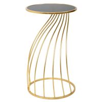 mesa auxiliar de metal dorado con superficie de cristal d43x73