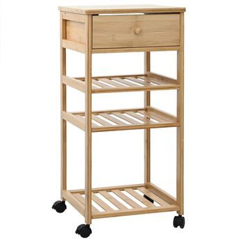 Carrito De Cocina Con Ruedas Natural 37 X 36 X 80 Cm Bambú Vidaxl