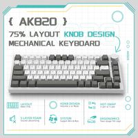 teclado mecanico para juegos ajazz ak820 con cable perilla de ajuste metalica 75 teclado mecanico de oficina luz blanca diy