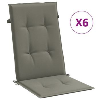 Cojines Para Silla Respaldo Alto 6 Uds Tela Gris Oscuro Melange Vidaxl