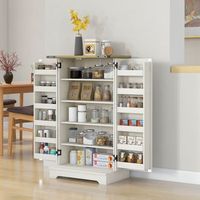 armario despensa cocina de melamina mdf homcom 60x40x104 cm crema