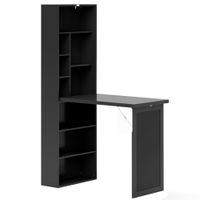 homcom escritorio moderno plegable con libreria y pizarra en mdf y metal 98x51x153 cm negro   aosom espana