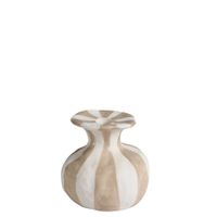 candelabro decorativo de ceramica artesanal beige y blanco d11