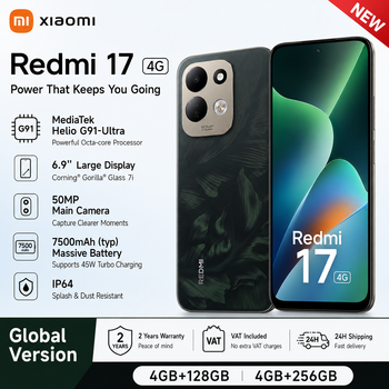 Versión global, nuevo Xiaomi Redmi 17, teléfono inteligente 4G, sistema operativo Xiaomi HyperOS 3, procesador MediaTek Helio G91-Ultra, pantalla de 6,9 pulgadas, 120 Hz, batería de 7500 mAh, carga