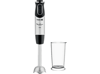 Batidora de mano - Moulinex DD65A810 QuickChef, 1000 W, Tecnología Powelix, 10 Velocidades, Función Turbo, Vaso Medidor, Acero Inoxidable