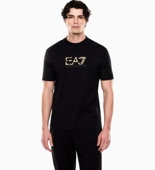 EA7 para hombre. 7M001562_AF17789 Camiseta Premium Label negro (L), Casual, Algodón, Manga corta