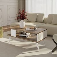 mesa de centro lycksele aglomerado 40 x 90 x 45 cm nogalblanco encasa