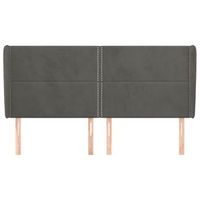 cabecero cama mueble de dormitorio con orejas de terciopelo oscuro 203 x 23 x 118128 cm gris m020003938