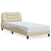 cama para adulto  cama individual  estructura de cama con luces led tela crema 80x200 cm