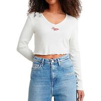 tommy jeans camiseta manga larga signature classic logo para mujer
