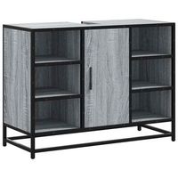 mueble de bano  armario lavabo bano madera ingenieria gris sonoma 80x33x60 cm