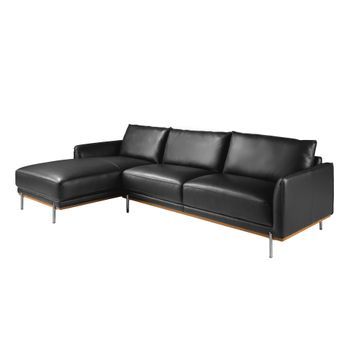 Sofá Chaise Longue Izquierda Piel Negro Angel Cerdá 6198 295x160x83