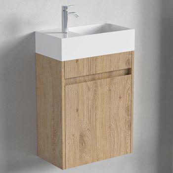 Mueble De Baño Suspendido Con Lavabo 40 Cm Roble Claro - Lomazoo Ibiza