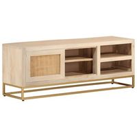 mueble de tv madera maciza de mango y hierro 110x30x40 cm vidaxl
